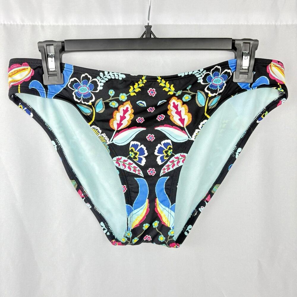 Gibson Latimer Women’s Black Floral Print Lined Bikini Bottom Size S Swim
